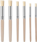 6Pcs Wooden Stencil Brushes, Natural Bristle Paint Brushes Set 3 Sizes Wood Paint Template Brush for Stencil Painting Acrylic Oil Watercolor DIY Art Crafts