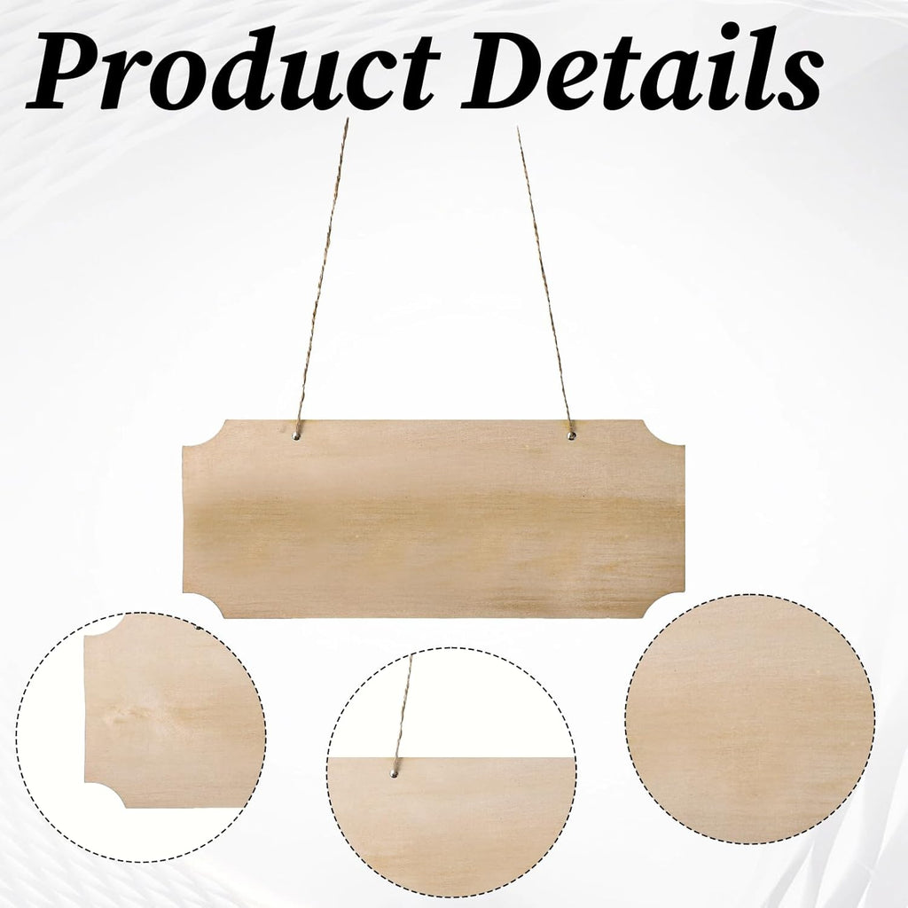 3 Pack Blank Wood Sign for Craft, Unfinished Hanging Wood Sign with Hole Blank Rectangle Hanging Wooden Plaque Door Wall Art Decoration for Painting Writing DIY Home Crafts