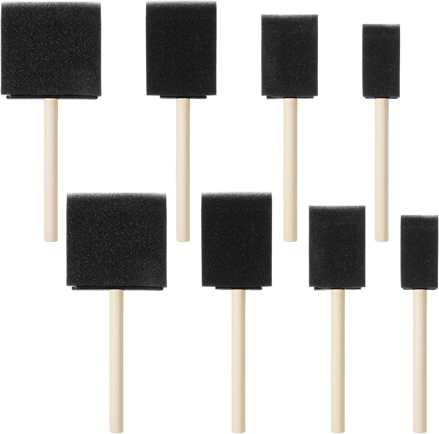 8 Pcs Foam Paint Brushes Set, 4 Sizes Wood Handle Sponge Paint Brush 1" 1.57" 2" 3" Sponge Brushes with Wooden Handle for PaintingStaining Varnishes DIY Craft Projects