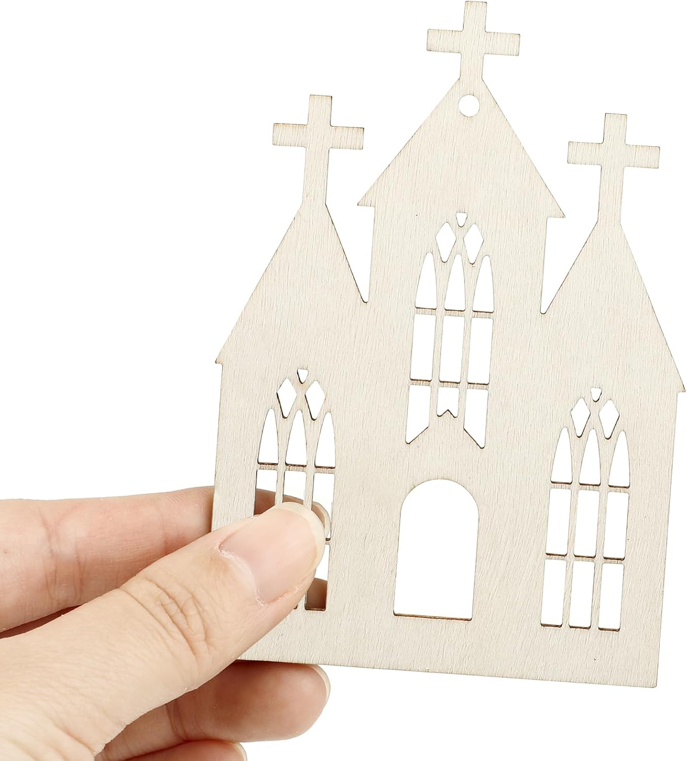 30 Pcs Wooden Church Crafts Unfinished Wooden Church Cutouts Hanging Ornaments DIY Gift Tags for Home Party Decoration Craft Project