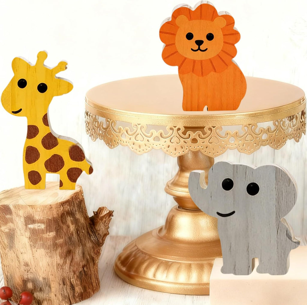 3 Pcs Wooden Blank Cutouts Unfinished Thick Shaped Table Wooden Signs Wood Blocks to Paint for DIY Crafts Holiday Home Tiered Tray Party Decorations Gift Making (Animal)
