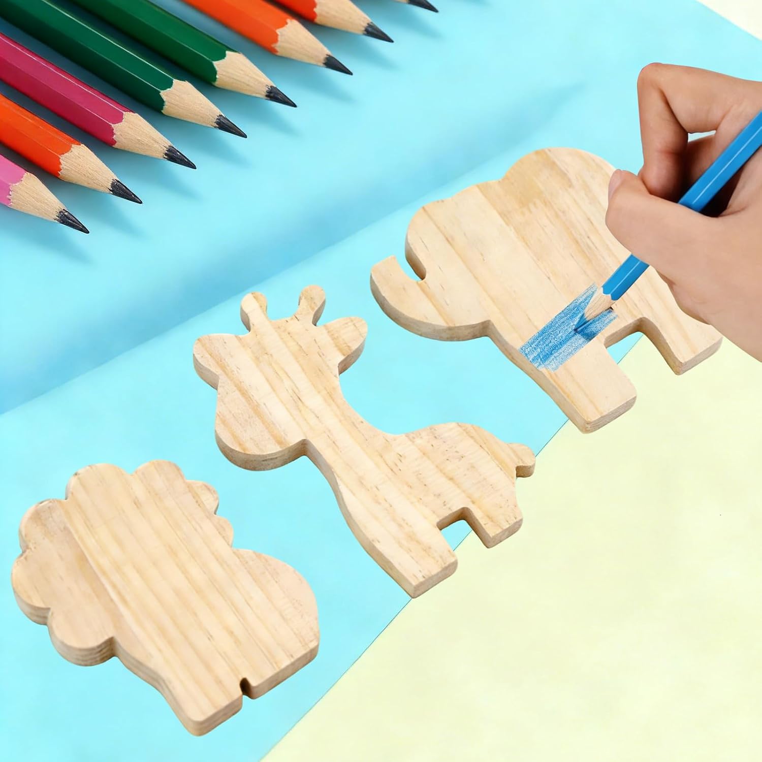 3 Pcs Wooden Blank Cutouts Unfinished Thick Shaped Table Wooden Signs Wood Blocks to Paint for DIY Crafts Holiday Home Tiered Tray Party Decorations Gift Making (Animal)
