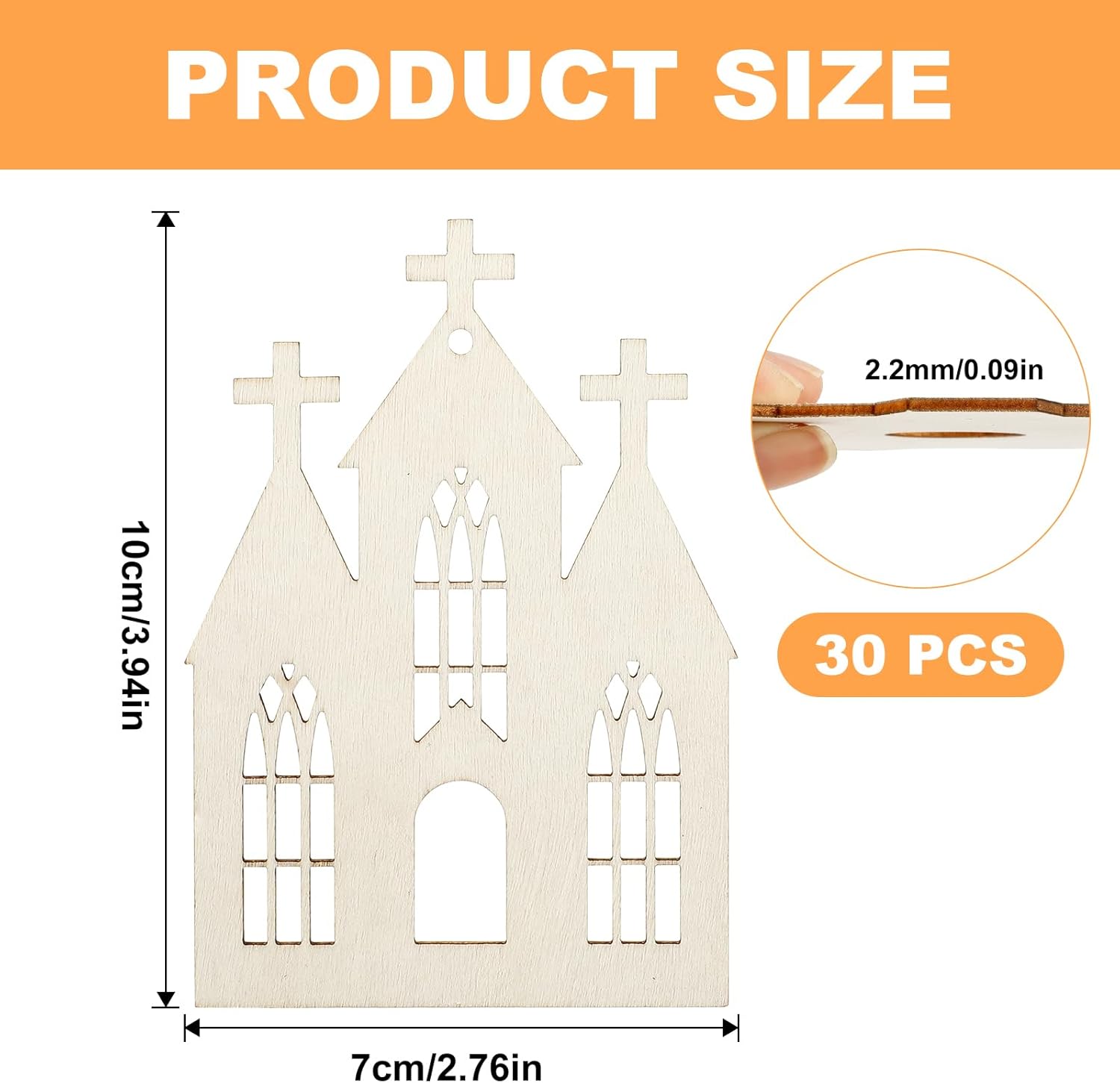 30 Pcs Wooden Church Crafts Unfinished Wooden Church Cutouts Hanging Ornaments DIY Gift Tags for Home Party Decoration Craft Project