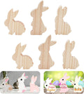 6 Pcs Happy Easter Bunny Wooden Blank Cutouts Unfinished Thick Shaped Table Wooden Signs Wood Blocks to Paint for DIY Crafts Holiday Home Tiered Tray Party Decorations Gift Making