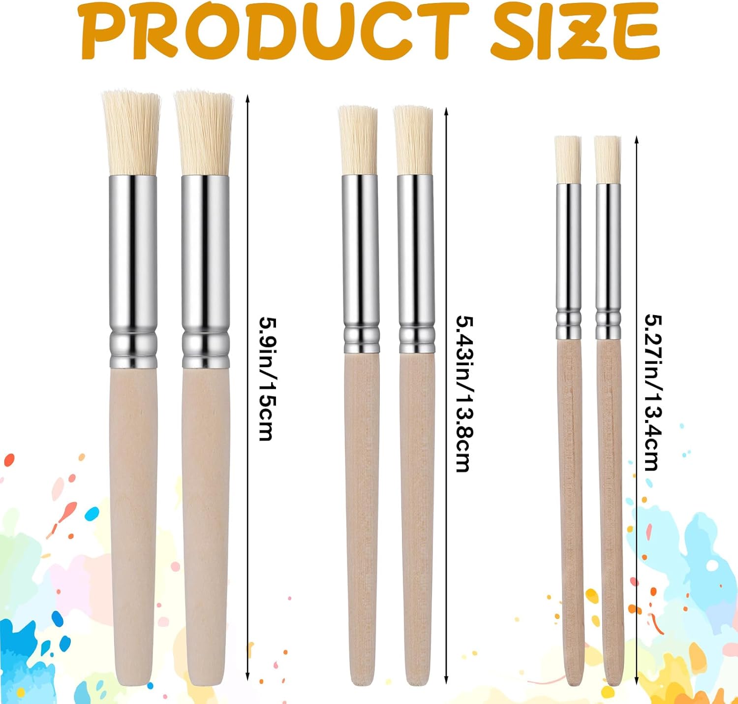 6Pcs Wooden Stencil Brushes, Natural Bristle Paint Brushes Set 3 Sizes Wood Paint Template Brush for Stencil Painting Acrylic Oil Watercolor DIY Art Crafts