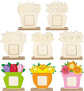 8Pcs Flower Spring Wood Crafts to Paint, Wooden Flowers Picture Frame for Craft, Unfinished Spring Picture Frame Craft for Painting, DIY Mother’s Day Gifts Flower Cutouts for Painting Decorations