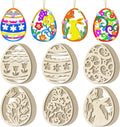 36Pc Easter Ornaments,DIY Wooden Easter Eggs Unfinished Wood Chips That Can Be Painted,Suitable for Craft Making Hanging Decorations Spring Party Events and Art Projects